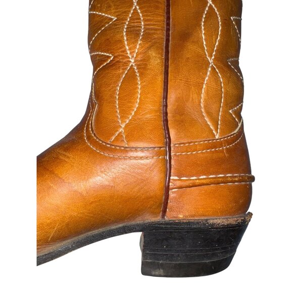 Justin Womens Western Leather Cowboy Boots Size 5.5 B Brown 12" Top To Bottom - Picture 5 of 16